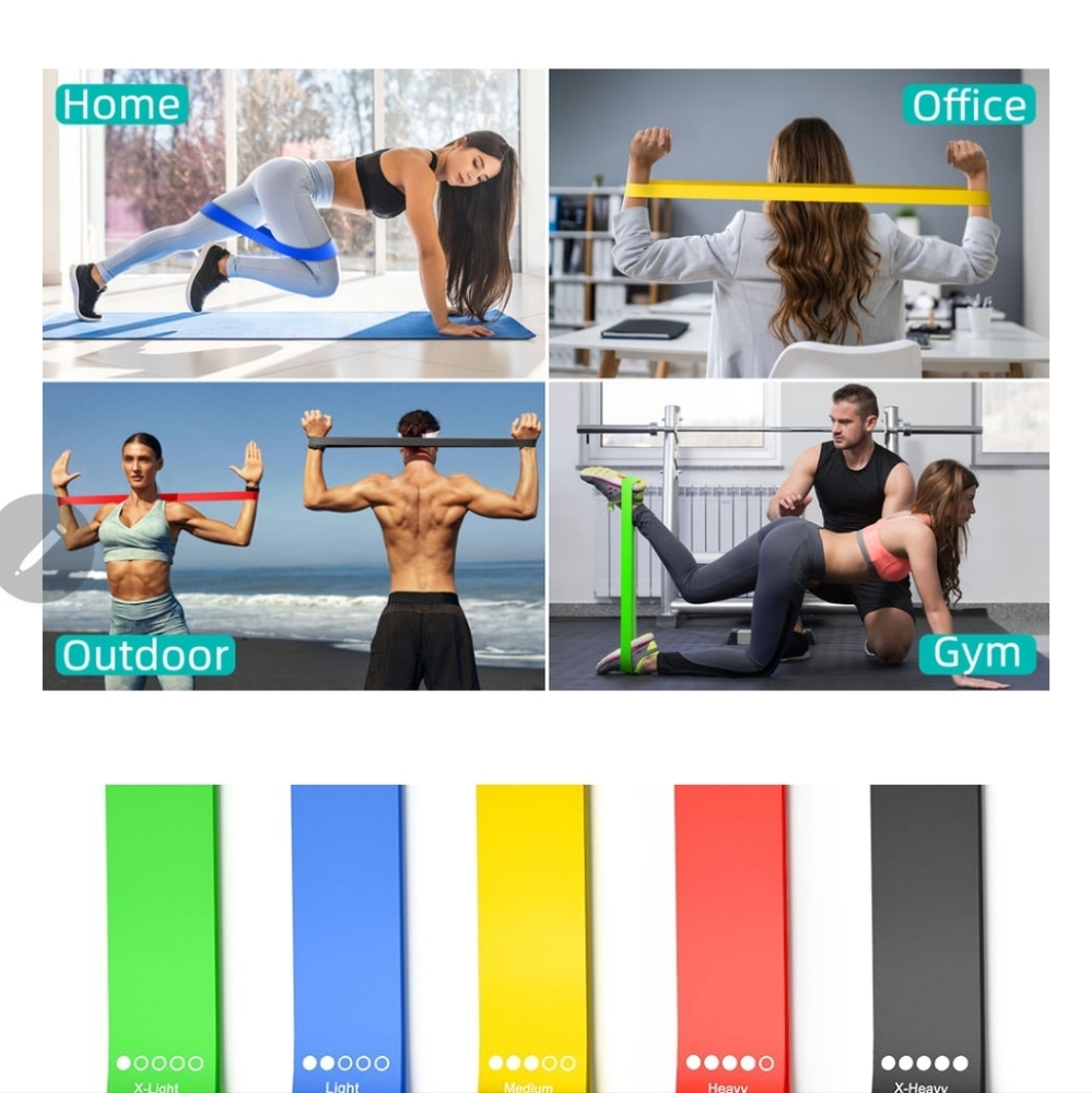 😎U Power Resistance Bands Set Of 5 With Pouch